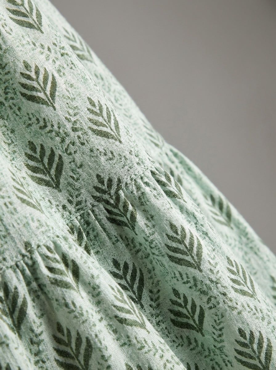 Women's All Over Print Long Sleeve Floral V Neck Tiered Maxi Dress