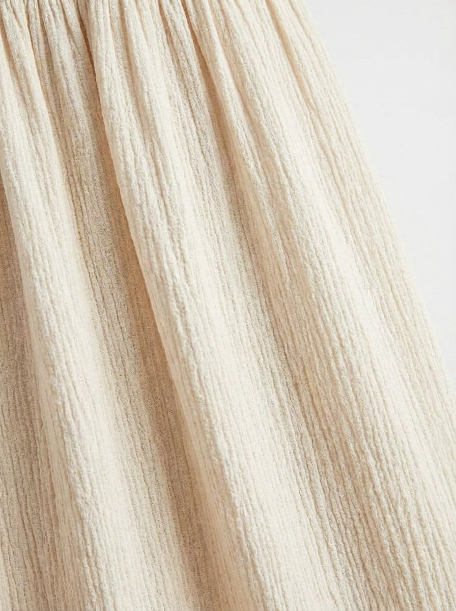 Women's Cream Ivory Textured Sleeveless Deep V-Neck Tiered Maxi Dress Backless Gown