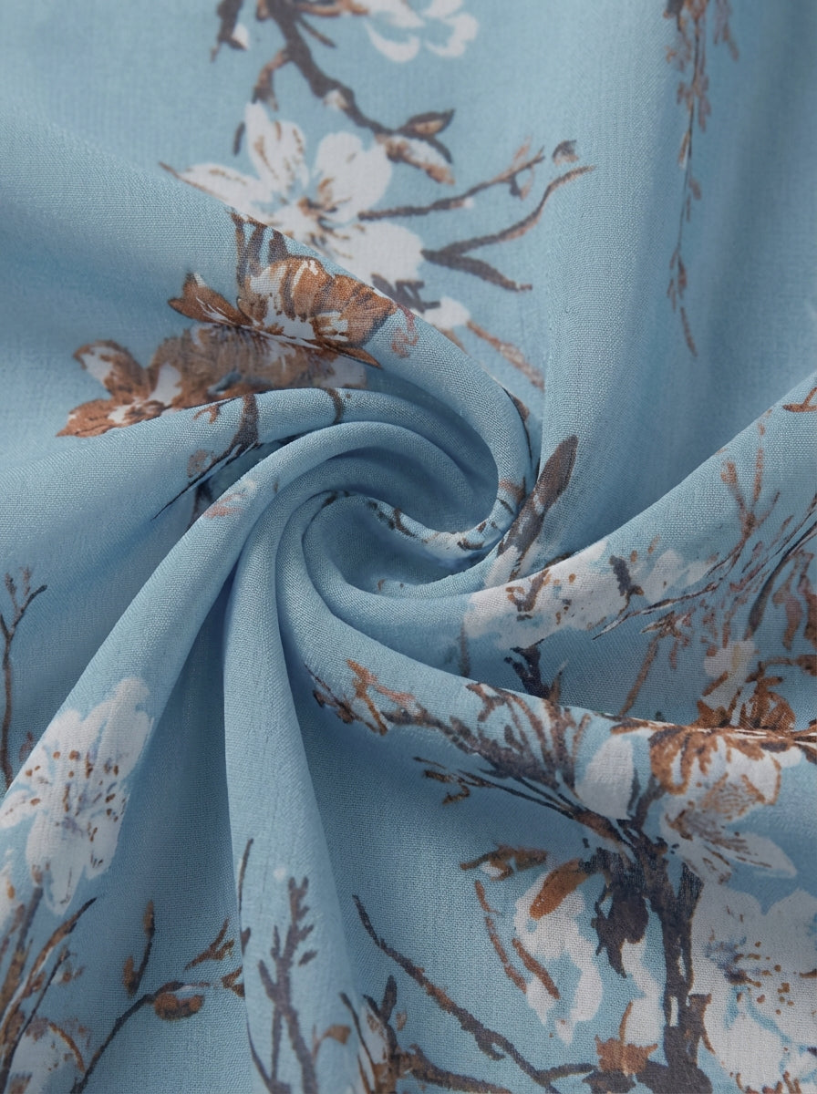 Women's All Over Floral Print Short Sleeve V Neck A Lined Silhouette Tiered Maxi Dress